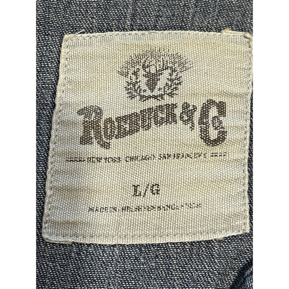Roebuck & Co Denim Shirt Mens Large Western Pearl Snap Long Sleeve Vintage - Picture 9 of 10